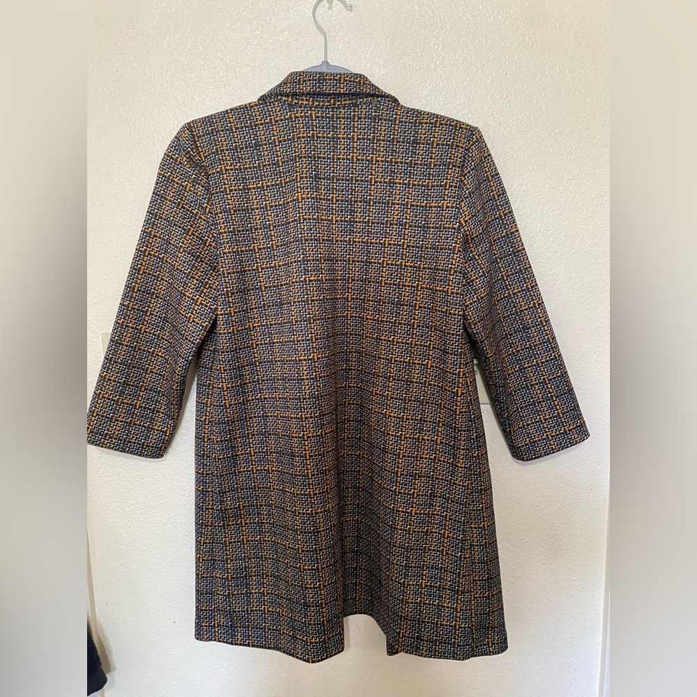 Women's Black and Gold Plaid Open Front Blazer - Picture 3 of 3